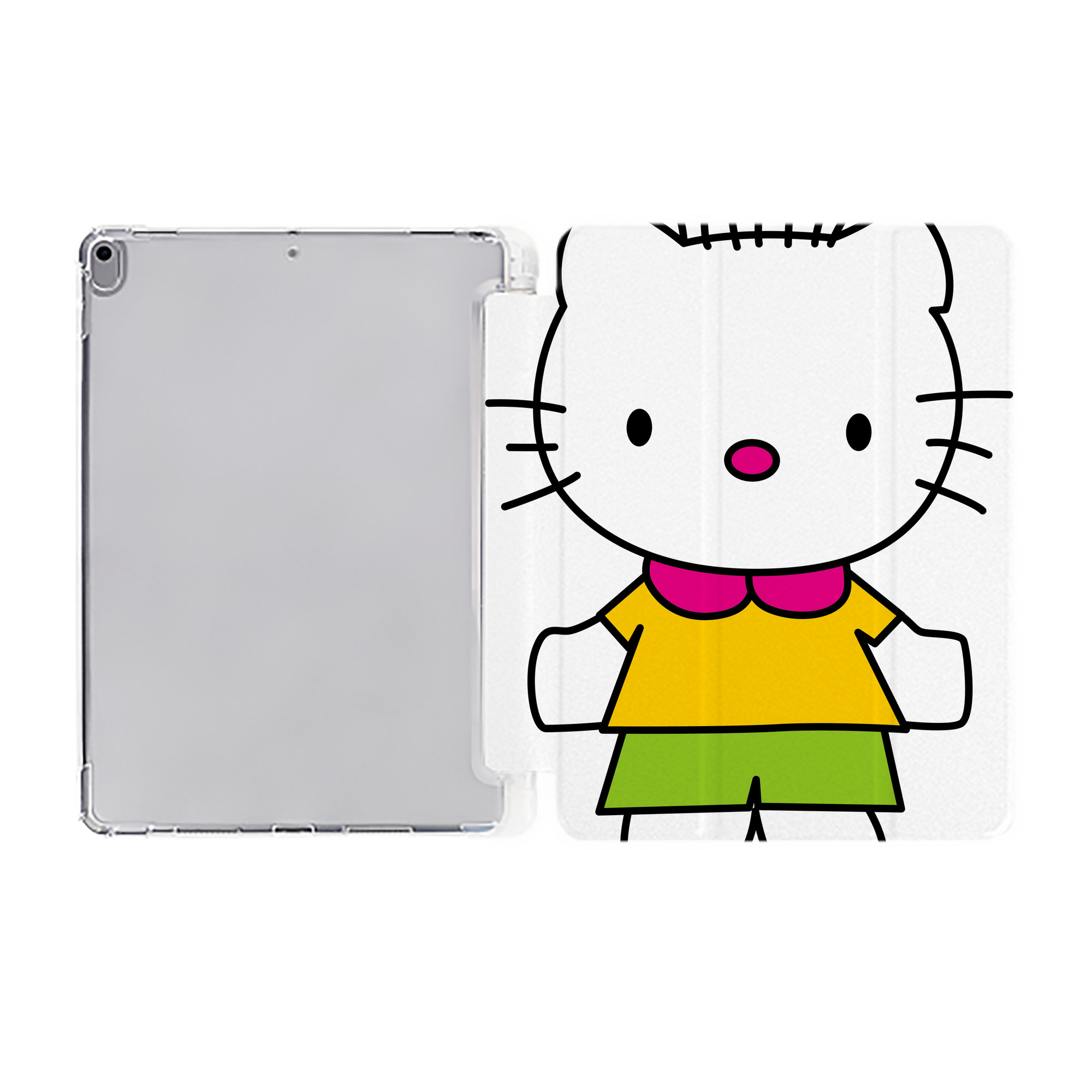 （画像用） Hello Kitty ハローキティ IPad ケース ペン収納付き 三つ折りスタンド PUレザー×シリコン 対応機種9.5/10.5/10.9インチ